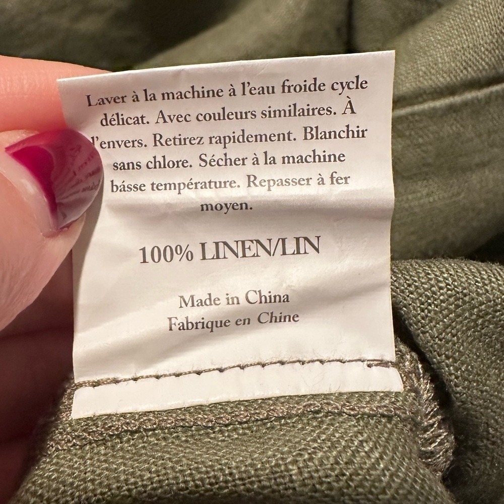 Grae Cove 100% Linen Thalia Button Fly Wide Leg‎ Palazzo Pants XL Green NWT - Picture 9 of 11